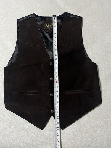 Scully Western Mens Medium Dark Brown Leather Vest Snap Buttons *Flaws - Afbeelding 2 van 14