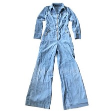 Vintage 70  s Corduroy Jumpsuit Flare Bell Bottom Body Suit 13/14 M Skating Disco