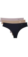 Under Armour Womens 3-Pack Assorted Pure Stretch Thong Underwear Size Medium 