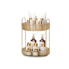 360 Rotating Makeup Organizer for Vanity - 2 Tier Perfume Organizer with Lar...