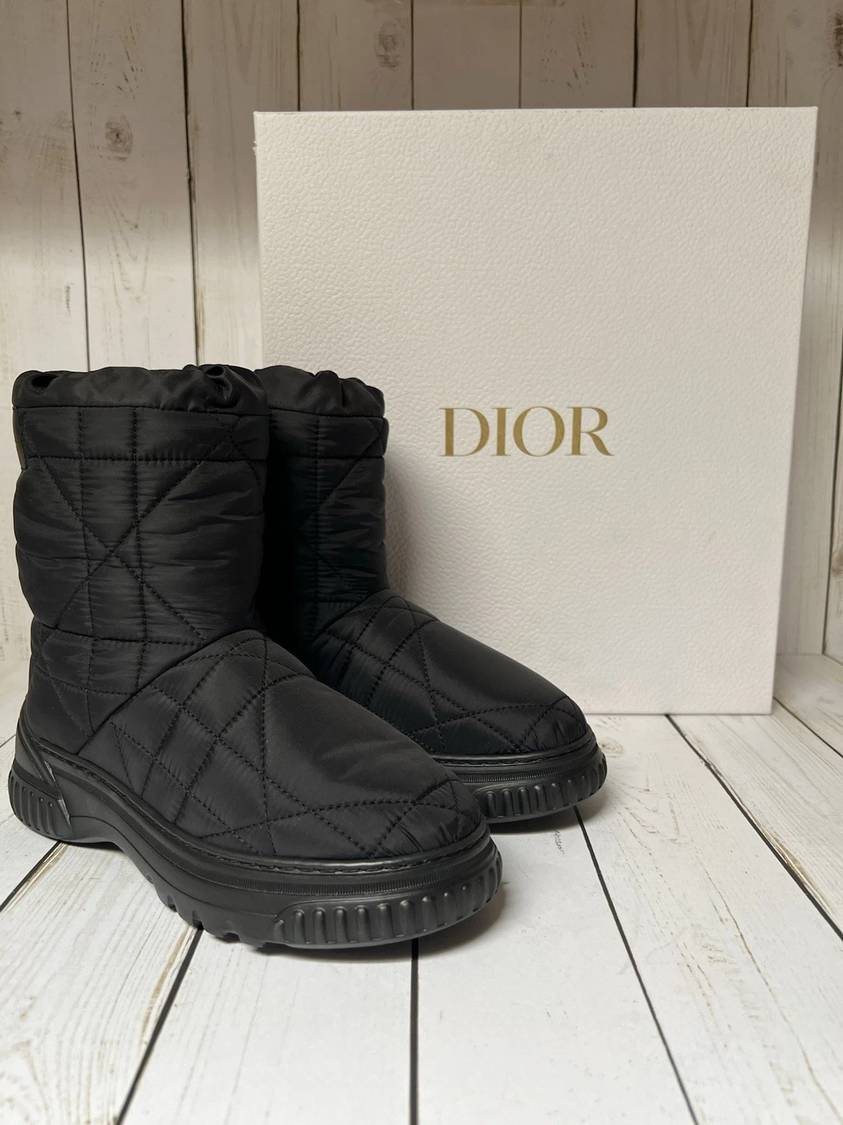 Bottes Christian Dior « Frost » Cannage matelassées nylon noir taille 35/5