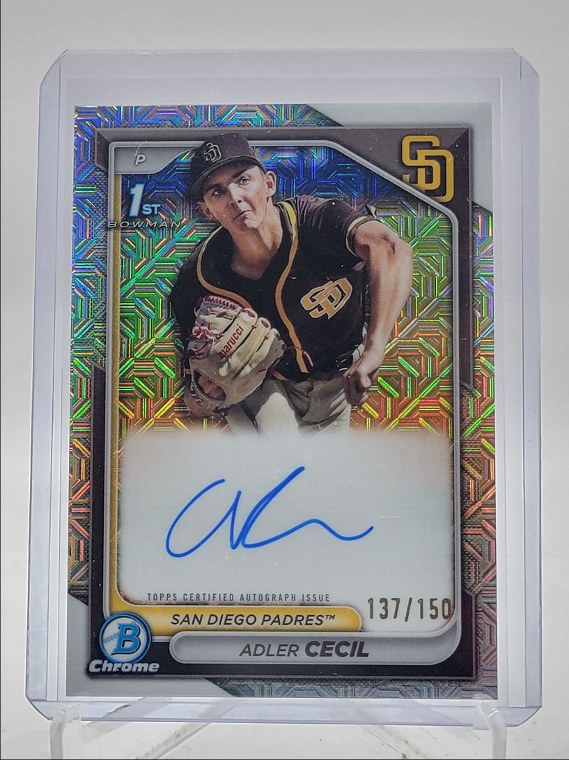 ADLER CECIL 2024 BOWMAN CHROME 1ST AUTOGRAPH HTA CHOICE AUTO /150 Q3573
