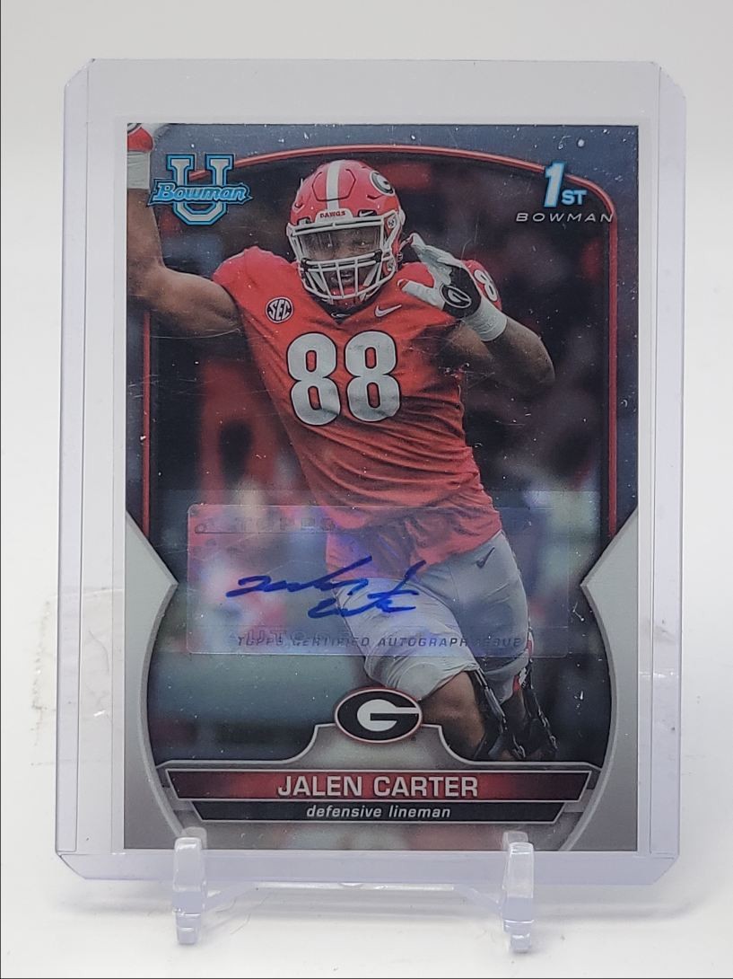 JALEN CARTER 2022 BOWMAN UNIVERSITY CHROME 1ST AUTOGRAPH AUTO Q5299