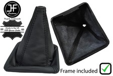 Polaina de engranajes de cuero de puntada negra + marco de plástico para VW Golf MK1 Rabbit Jetta