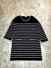 Max Studio London Womens Large Black White Striped Knit Sweater Dress Pockets