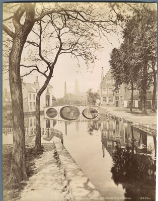 ND. Belgium, Bruges, Le Canal et le Béguinage Vintage Albumen Print.  Print