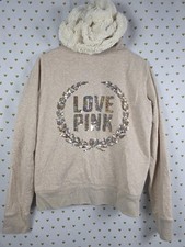 Victorias Secret Pink FUR LINED Bling Beige Gold Sequined Hoodie Jacket SMALL