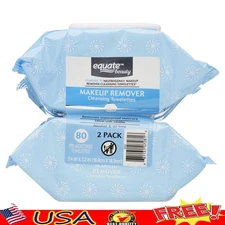 Makeup Remover Wipes Alcohol Free Oil Free Cleansing Towelettes 80 Count 2 Pack