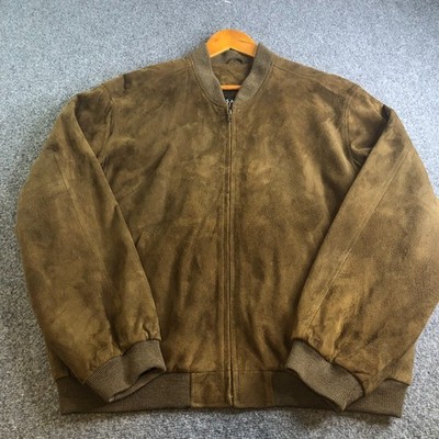 Vintage Saks Fifth Avenue Brown Bomber Barn Jacket Mens Size Large Made USA Zip