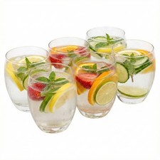 6 Clear Glass Tumblers 350ml Drinking Cups Water Juice Set Home Bar Kitchen Gift