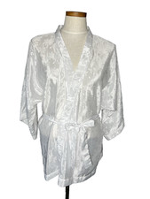 Fredericks of Hollywood Satin Robe White One Size Belted Made in USA Vintage