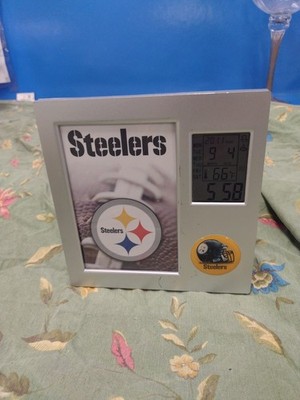 Steelers Memorabilia Multi-Function Electronic Clock Calendar (Few Scratches)