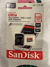 SanDisk 128GB Ultra microSDXC UHS-I Memory Card with Adapter - Up to 140MB/s, C1