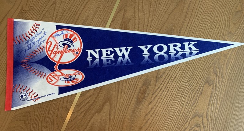PHIL RIZZUTO SIGNED AUTOGRAPHED Vintage New York Yankee Pennant HOLY COW Scooter