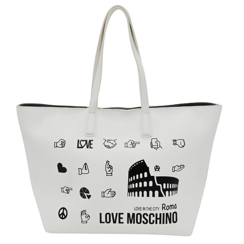 LOVE MOSCHINO | Off-White Leather Printed Tote Bag