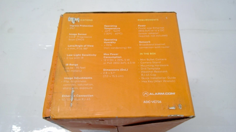 Alarm.com ADC-VC726 INDOOR/OUTDOOR 1080P 4mm HD MINI BULLET CAMERA - Image 3 of 4