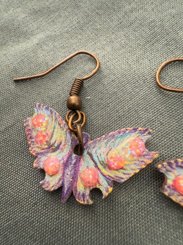 Boucles d'oreilles fleurs fait main - Nature, papillon, oiseau, océan - verre, plastique - Photo 76/92