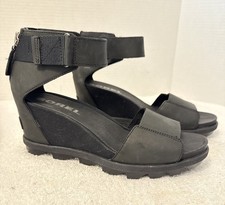 Sorel Womens Joanie II Black Leather Wedge An...