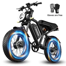 Hikeep Adult Electric bike 20" Fat Tire Mountain ebike 15.6Ah 1500W Peak Ebike
