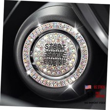 2PCS Rhinestone Push Start Button Cover Bling Car Accessories for Colorful