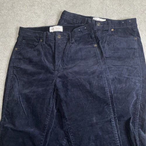 2 Pair GAP Womens Blue Pants Corduroy Vintage Slim High Rise Size 27 / 4S