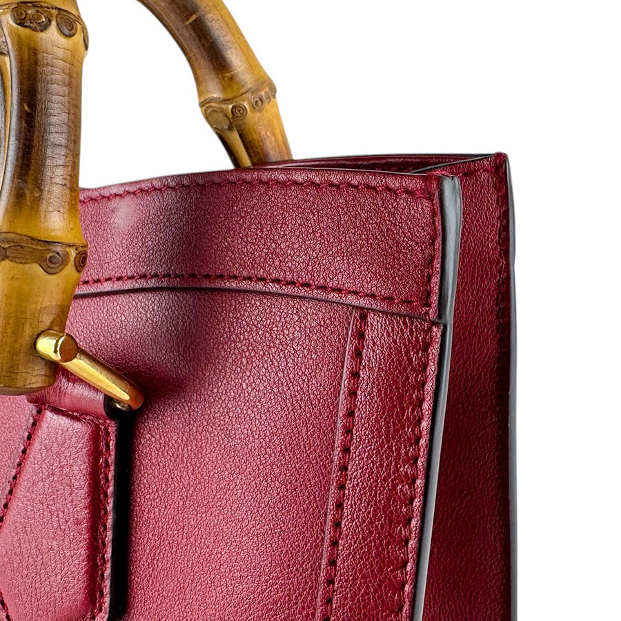 Auth GUCCI Bamboo Diana Small Tote Bag Handbag Shoulder Bag Red Leather - z9306 image 7