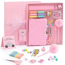 DIY Journal Kit for Girls - 300 Pieces, Lockable Diary, Markers Stickers