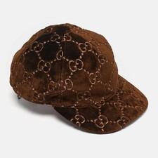 Cappellino da baseball Gucci marrone GG in velluto M