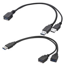2 Pcs Y Splitter Cord, 0.32 M/12.6 " 3.0 Male to 2 Female, 3.0 Female to 2 Male