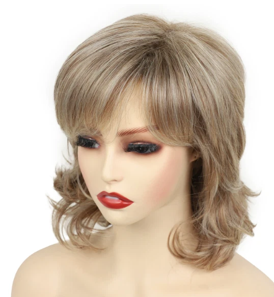 Pelucas de cabello sintético mezcla rubio ceniza cortas mujeres suaves naturales uso diario Foto 3 de 4