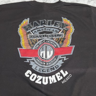 Harley Davidson Cozumel T Shirt Men XL Black Front Back Graphics Mexico