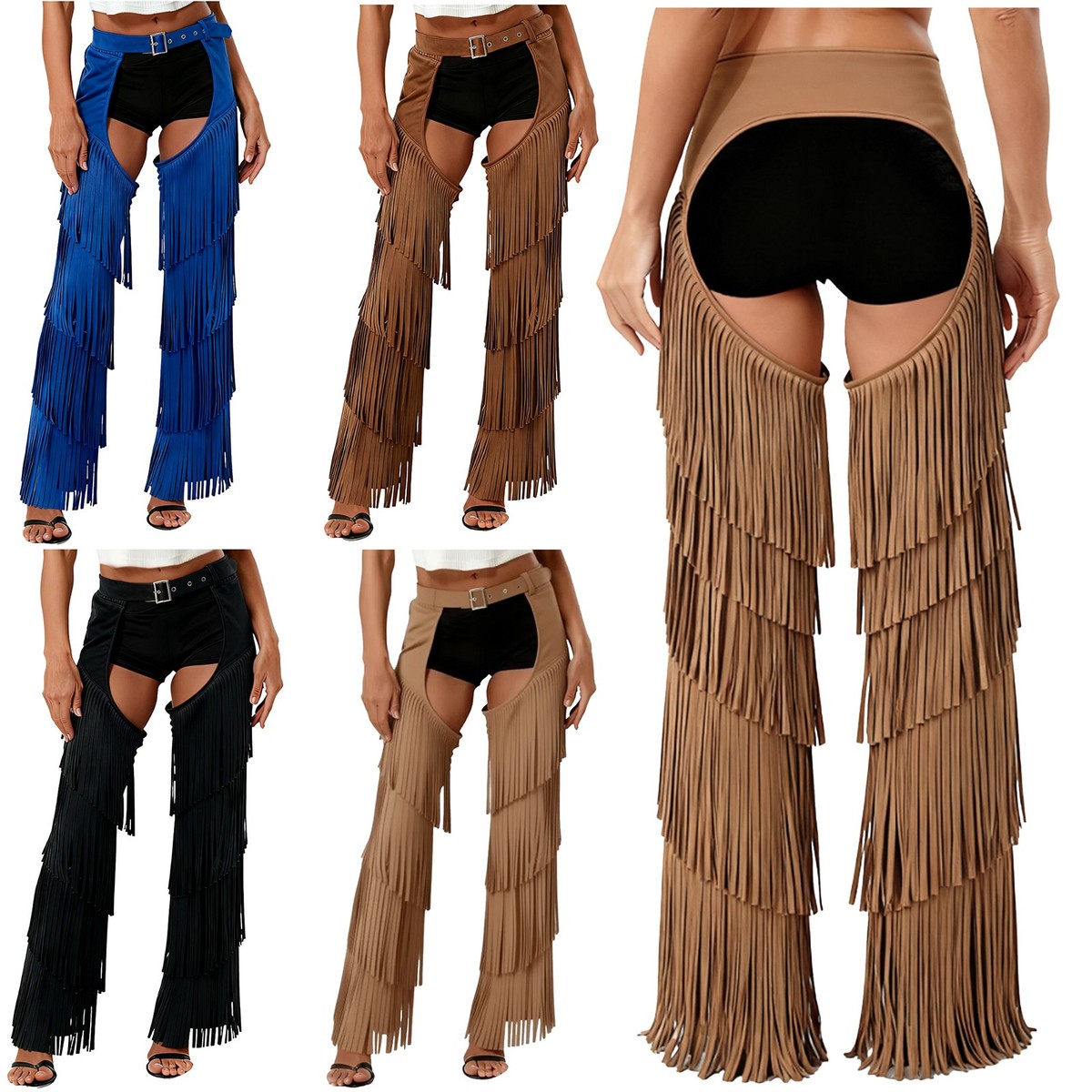 F-RISE様 Womens Pants Fringe Cowgirl Rave Cowboy Chaps Western Bottoms