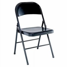 Double Braced All Steel Metal Folding Chair in Black