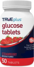 TRUEplus® Glucose Tablets, Strawberry Flavor - 50ct 50 Count (Pack of 1) 