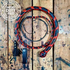 3ft to 14ft Black/Red Shots Loaded Snake Whip in Kangaroo/ Cowhide/ Goat Leather