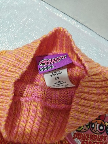 Vintage kids girls Powerpuff Girls Knit Sweater Size 4/5 Cartoon Network - Picture 4 of 6
