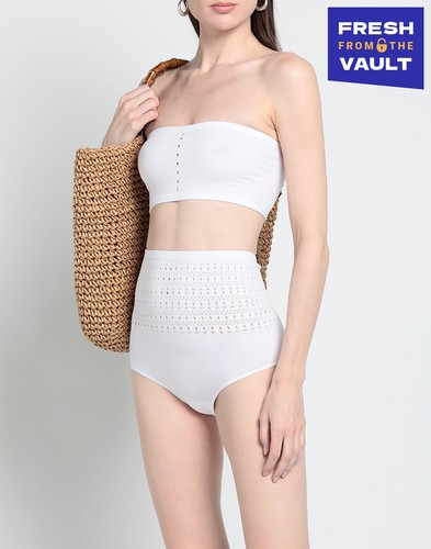 Parte inferior de bikini Alaia PVP €250 FR34 US2 UK6 XS blanca elástica calada tiro alto