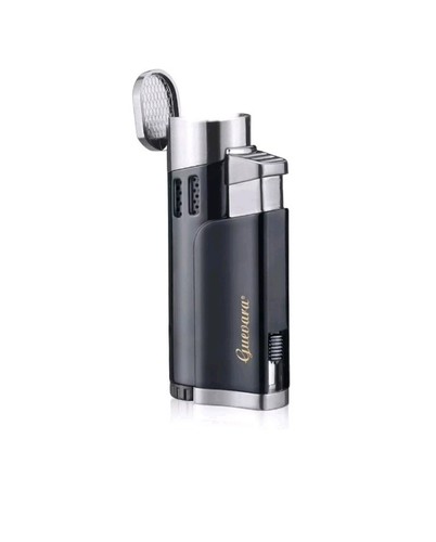 Cigar Cutter and Lighter Set Windproof Four Jet Flame Torch Lighter Butane Refil - Picture 1 of 6
