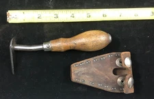 BELL SYSTEM TEAR DROP SCRAPER With Sheath Vintage SHAVE HOOK