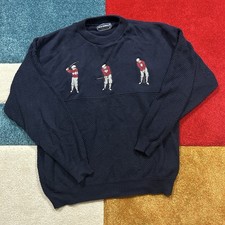 Vintage Navy Crewneck Sweatshirt Sweater Seth Roberts Mens L 80s 90s Golf