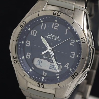 Casio Wave Ceptor WVA-M640 Solar blaues Zifferblatt Ana-Digi Herrenuhr KRH NSK