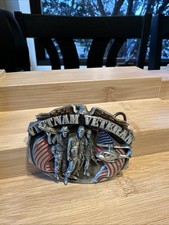 VNTG 1989 PEWTER SISKIYOU BELT BUCKLE VIETNAM VETERAN 3D ENAMELED