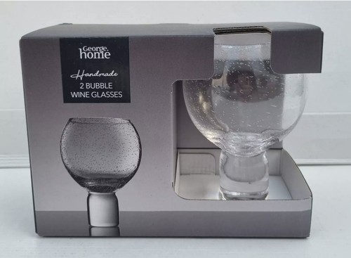 Set of 2 Handmade Bubble Wine Gin Glasses - Brand New - Picture 1 of 8