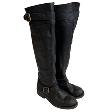 Jeffrey Campbell boots The Wishlist II Knee High Black Leather US womens 8 tall