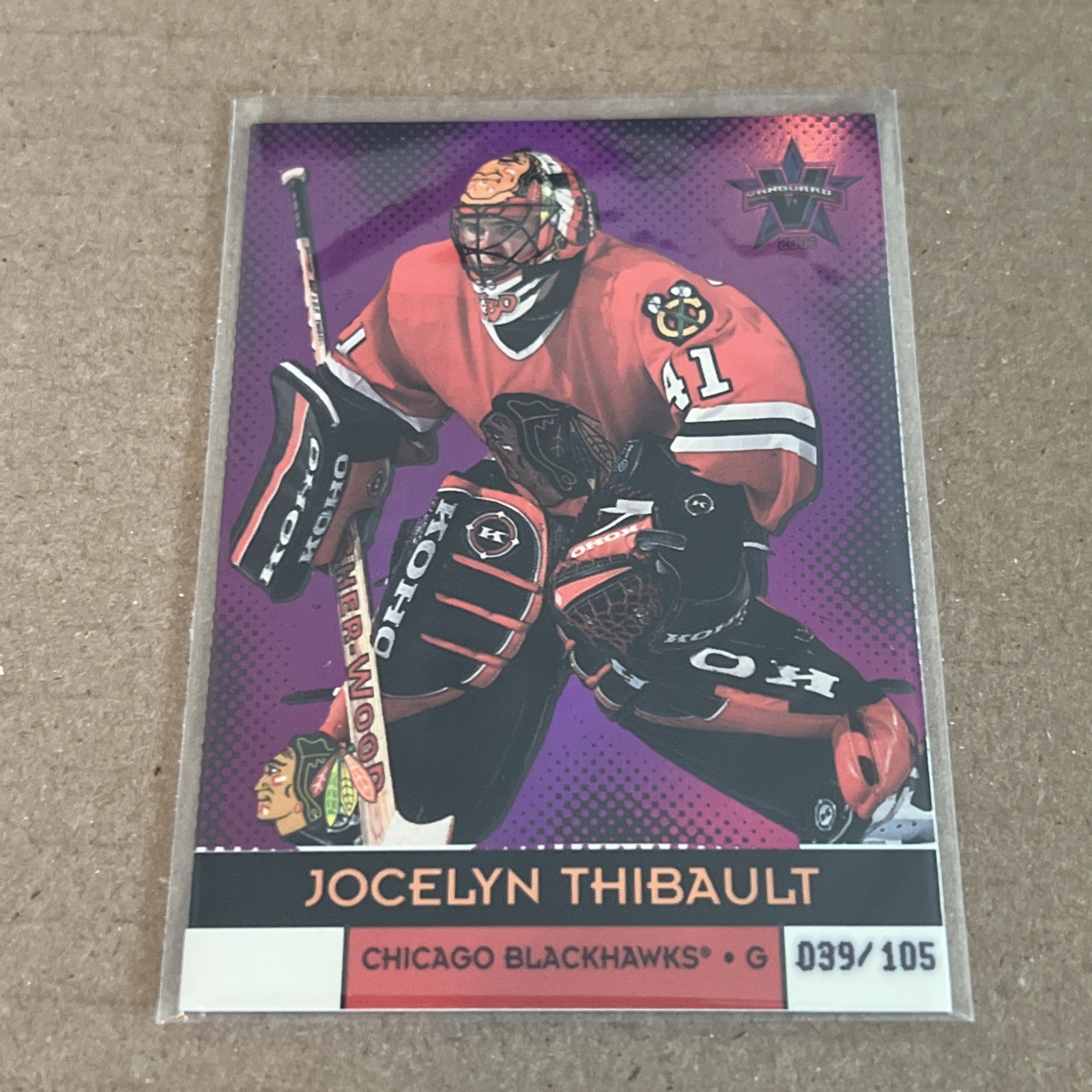 2000-01 Pacific VANGUARD JOCELYN THIBAULT #23 HOLOGRAPHIC PURPLE /105