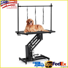 43.3" Hydraulic Pet Dog Grooming Table, Max Load 350Lbs Adjustable Overhead Arm
