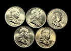 (5) 1954-D - Franklin Silver Half Dollars-BU-Uncirculated-5 Coin Lot-Great Coins