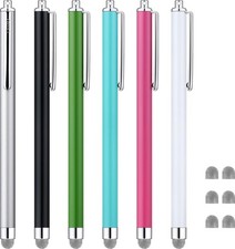 6-Pack Capacitive Stylus Pens for Touch Screens w/ 6 Replaceable Mesh Tips