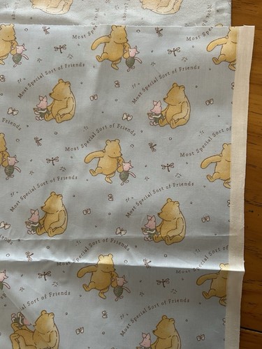 2 Yards Piece Vintage Classic Pooh Disney Winnie The Pooh Blue Cotton Fabric