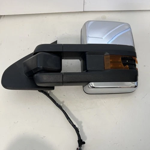 Driver Side Mirror Wide Load Power Fold Chrome Fits 15-19 GMC Sierra 3500